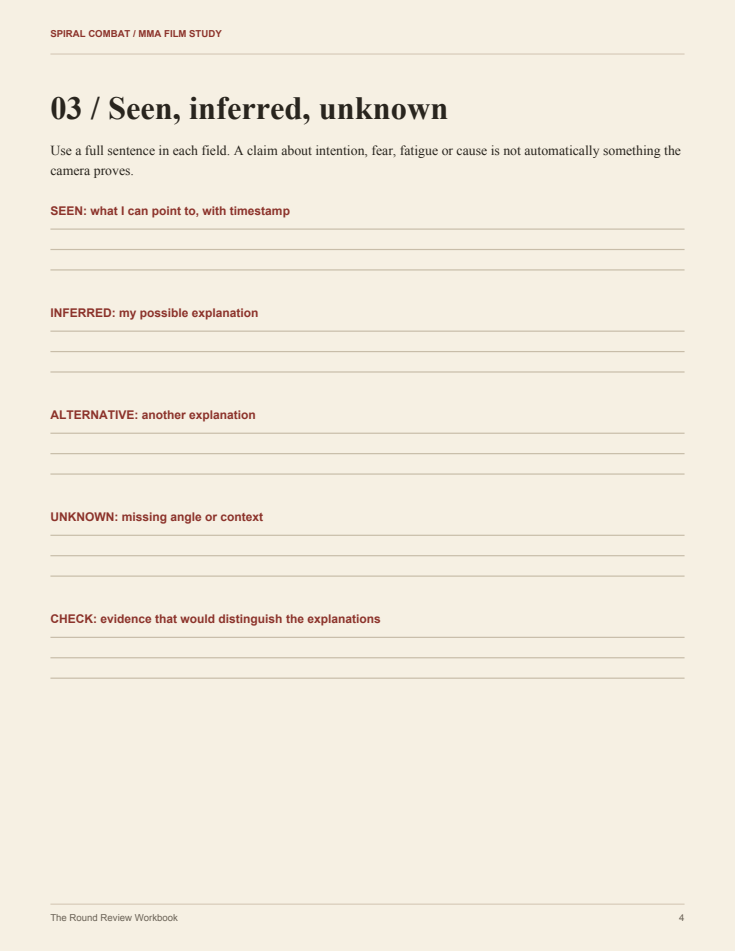 Workbook page: Seen, inferred, unknown