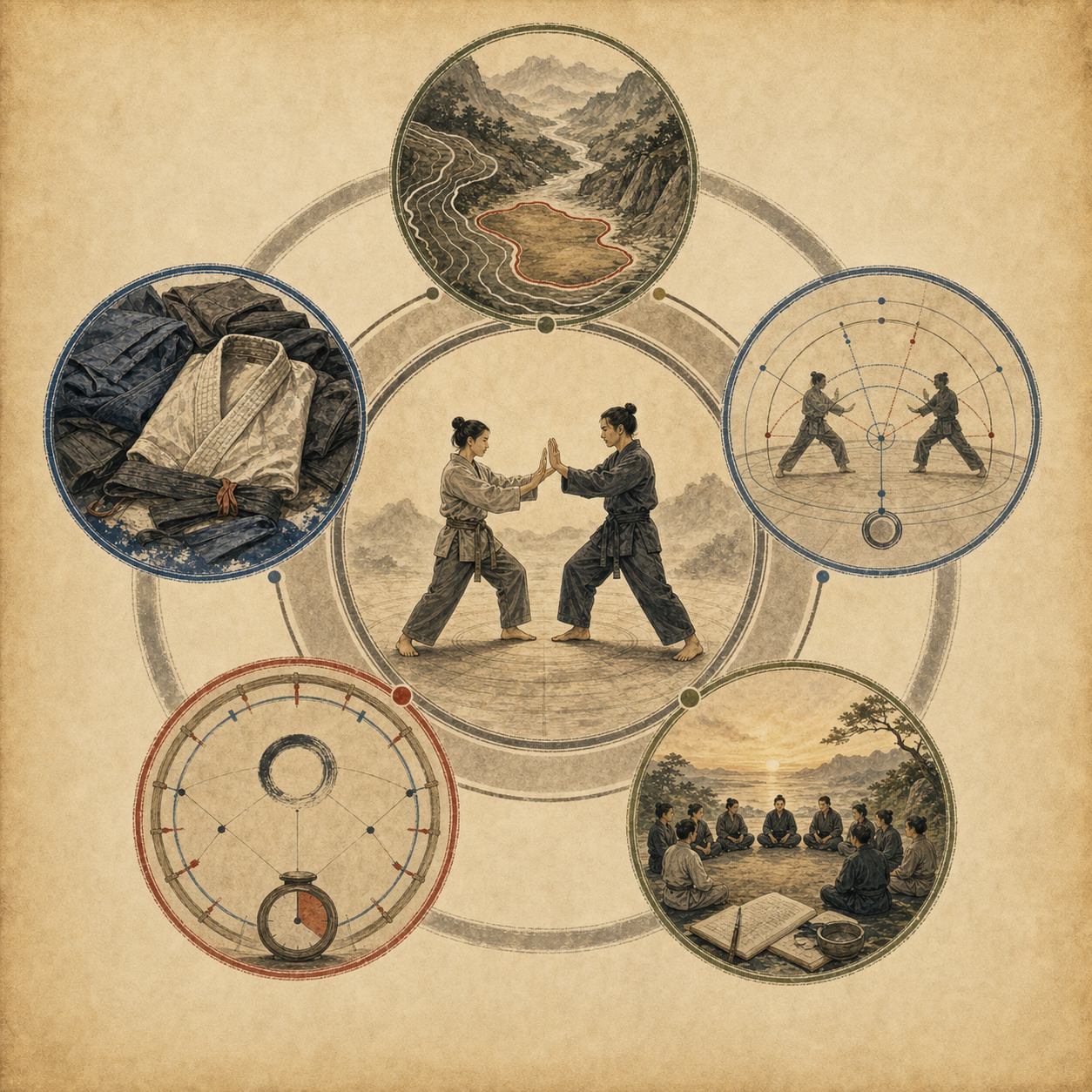 Five-lens Martial Arts Ecology diagram